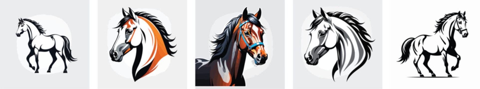 horse logo vector icons
