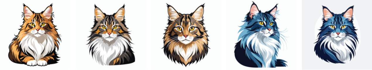maine coon logo vector icons