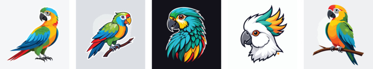parrot logo vector icons
