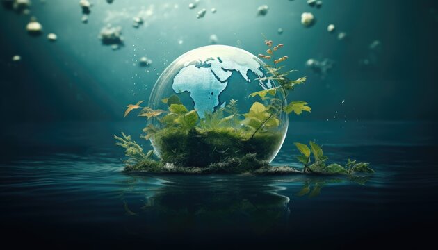 Picture of the earth in the water