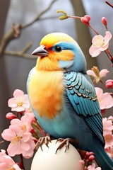 bird sitting on a tree branch, with pronounced colors