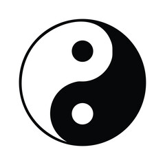 Yin Yang symbol, black and white vector illustration - obrazy, fototapety, plakaty