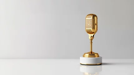 Foto op Plexiglas un trophée en or en forme de microphone pour un concours de chant © Fox_Dsign