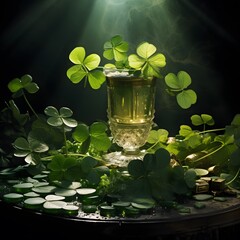 St. Patrick's Day through the play of shadows on a dark-toned surface