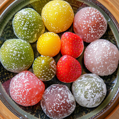 plate of assorted colorful mochis