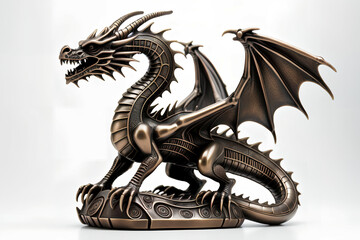 Obraz premium Bronze Dragon figurine. Isolated on white background.