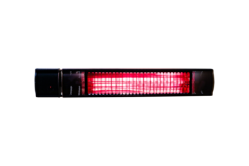 Heater red heating power  isolated on cut out PNG or transparent background. Modern electric infrared heater stick it on wall of house or building to keep it warm in winter