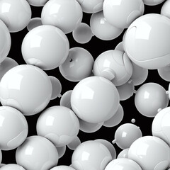Abstract 3D spheres, Seamless white pattern. Endless background.