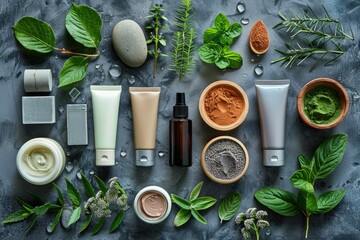 eco friendly skincare products made of from natural ingredients professional photography
