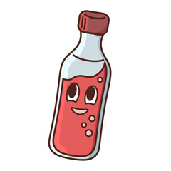 Vector Mascot Drink, Lemonade. Mascot logo design. No background, street food. Cartoon. Groovy character. Face