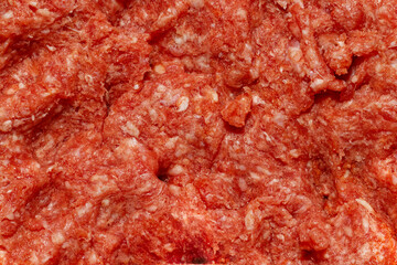 Isolated mixed raw minced meat, top view