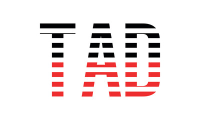 TAD three initial letter iconic line negative space minimal logo design vector template. monogram, abstract, wordmark, business, typography, minimalist, brand, company, flat, modern, unique, simple