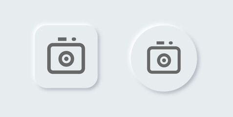 Camera line icon in neomorphic design style. Capture buttons signs vector illustration.