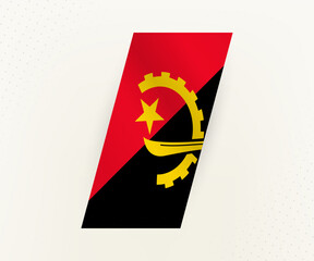 Abstract modern vertical flag of Angola on beige background with dots.