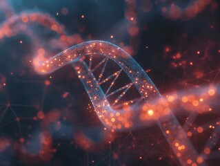 Glowing digital representation of a DNA molecule, symbolizing bioinformatics and genetic research