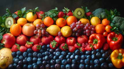 Naklejka na ściany i meble Fruit and Veggie Delight: A Healthy Lifestyle Choice