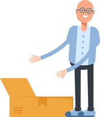 Bald Man Character Opening Box
