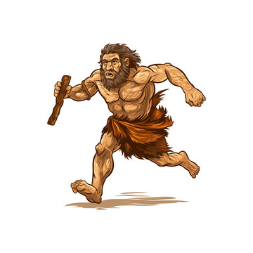 Neanderthal prehistoric caveman. Vector illustration design.
