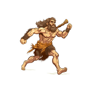 Caveman running. Vector illustration design.