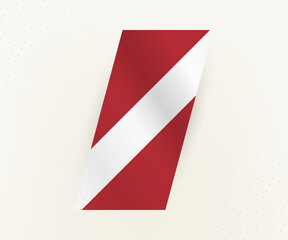 Abstract modern vertical flag of Latvia on beige background with dots.