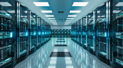 Server racks in server room data center.  - obrazy, fototapety, plakaty