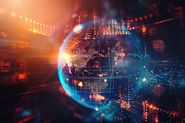 World Digital Symphony in cyberspace of technology, science and the fractal realm. Create dynamic visual harmony with elements of data, mathematics, big data, connectivity, and networking.