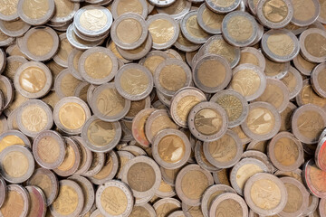 Euro coin money background, Two Euro coins, concept, idea