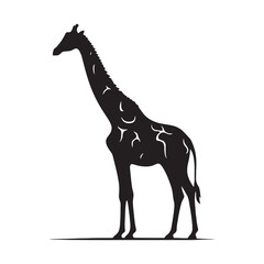 Graceful Giants: Vector Giraffe Silhouette - Capturing the Elegance and Majesty of Africa's Tallest Land Mammal. Minimalist Giraffe Vector, Giraffe Illustrtion.