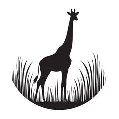 Graceful Giants: Vector Giraffe Silhouette - Capturing the Elegance and Majesty of Africa's Tallest Land Mammal. Minimalist Giraffe Vector, Giraffe Illustrtion.