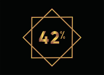 42 percent on black background, gold vector image