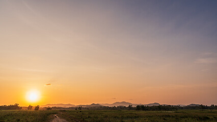 sunset over the field