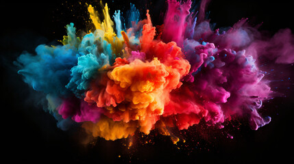 Fototapeta na wymiar A colorful powder explosion on a black background