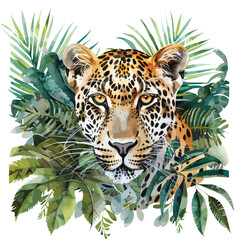 Watercolor illustration of animal leopard
