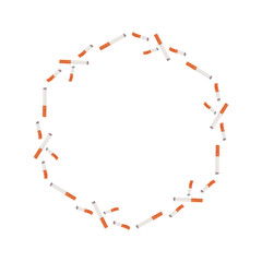 Frame with cigarettes, day no tobacco. Vector illustration on white background.