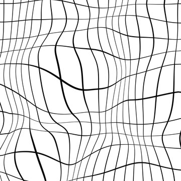 Grid line, Waved mesh texture. Fish net with deformation effect.