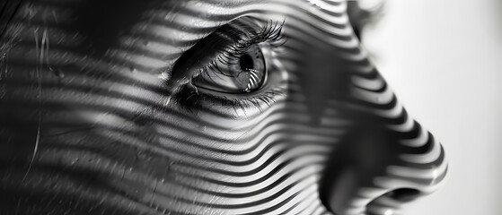Black and white close-up of a zebra's eye or a fingerprint for a unique design