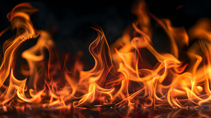 Fototapeta premium close up of orange fire flames on black background