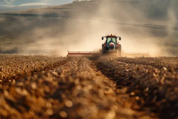 Fototapeten plowing field with tractor © Ale