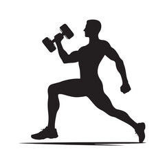 Fitness Titan: Vector Gym Man Silhouette - Harnessing Strength and Determination in Pursuit of Health and Wellness. gym man illustration, gym person vector.