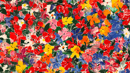 Fototapeta na wymiar Floral pattern, colorful flowers, vibrant background, ai generative