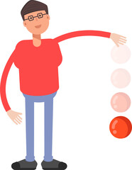 Nerd Boy Character Throwing Ball
