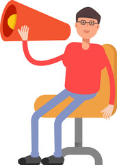 Nerd Boy Character and Megaphone
