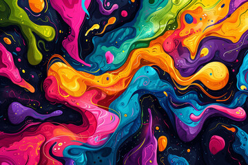 Colorful graffiti psychedelic abstract textured pattern, full vector logo, hyper-detailed pattern, illustration, graphic design, unreal engine,  Generative AI
