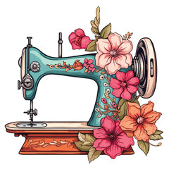 floral Retro Sewing Clipart