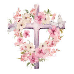 Flower Wreath Motif Rest in Peace Cross