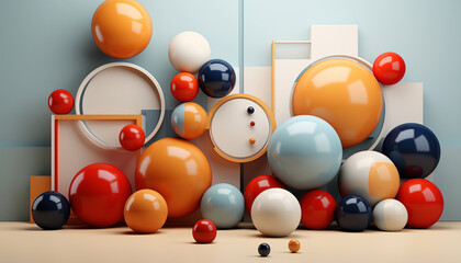 Abstract Colorful Balloons background realistic 3D render wallpaper created with ai generative technology