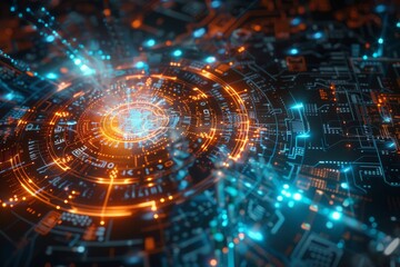 Fototapeta premium Quantum computing represents a revolutionary leap in computational power, leveraging quantum phenomena to solve complex problems at unprecedented speeds and with capabilities