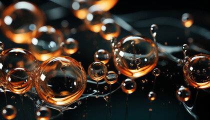 Abstract Background: spheres catches the reflections of water waves realistic 3D render wallpaper created with a generative ai technology