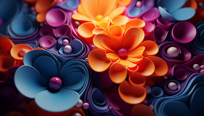 Abstract Colorful flower background realistic 3D render wallpaper created with ai generative technology