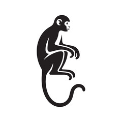 Primal Elegance: Vector Monkey Silhouette - Capturing the Agile and Playful Spirit of Primates in Striking Form. Monkey illustration, Monkey Vector. © Wolfe 